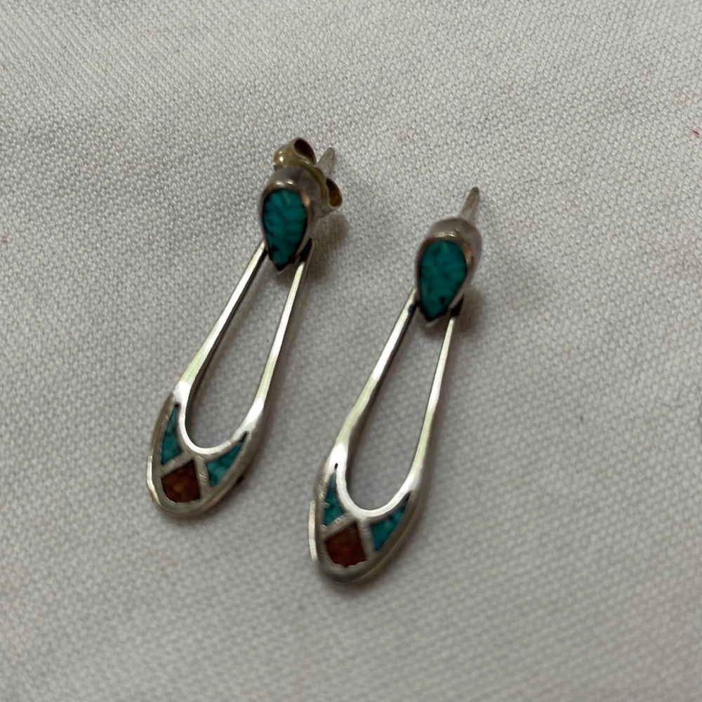 Sterling silver inlay earrings